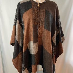 Zip up poncho cape